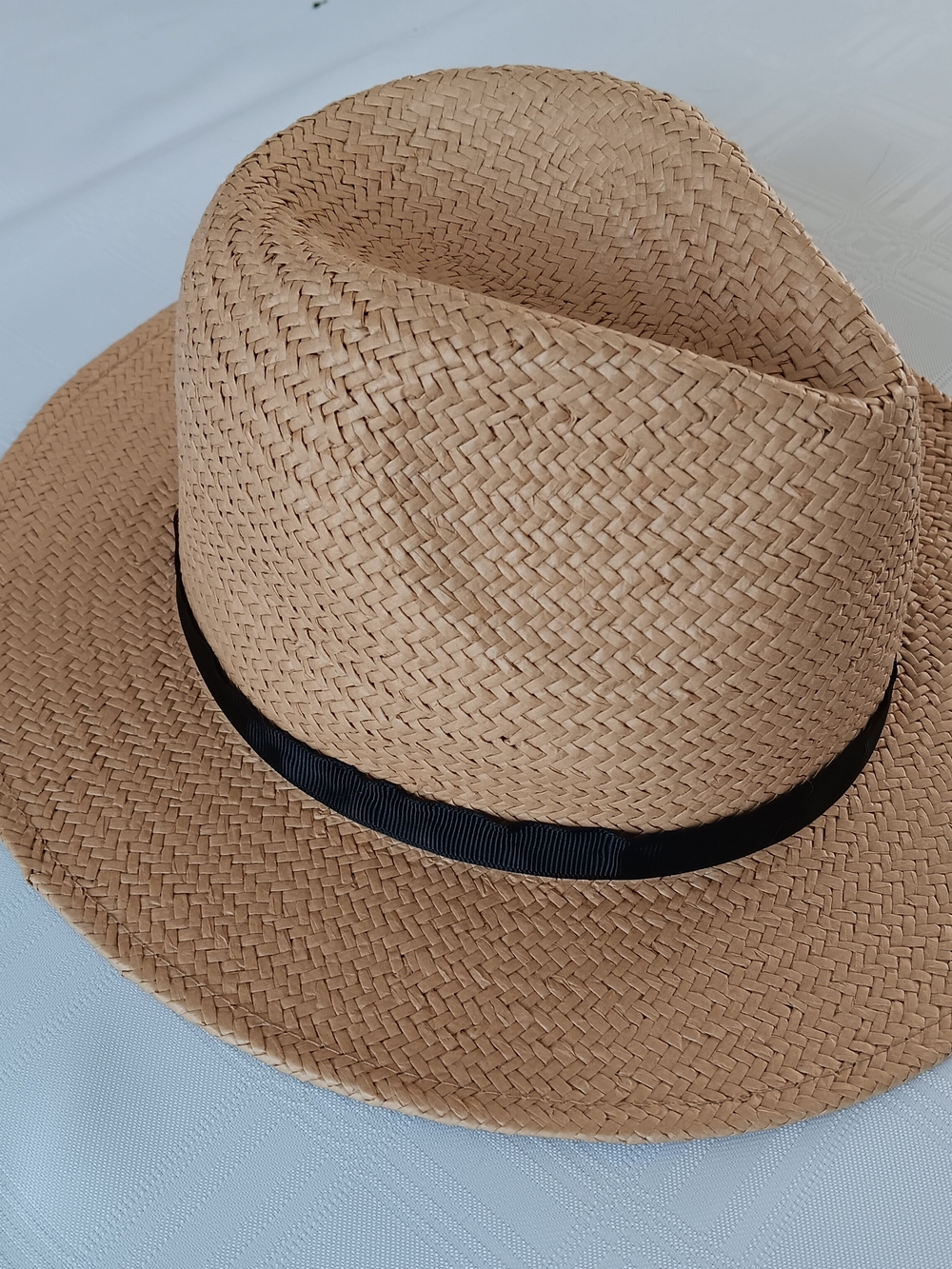 H&M Straw Fedora Hat in Natural and Black